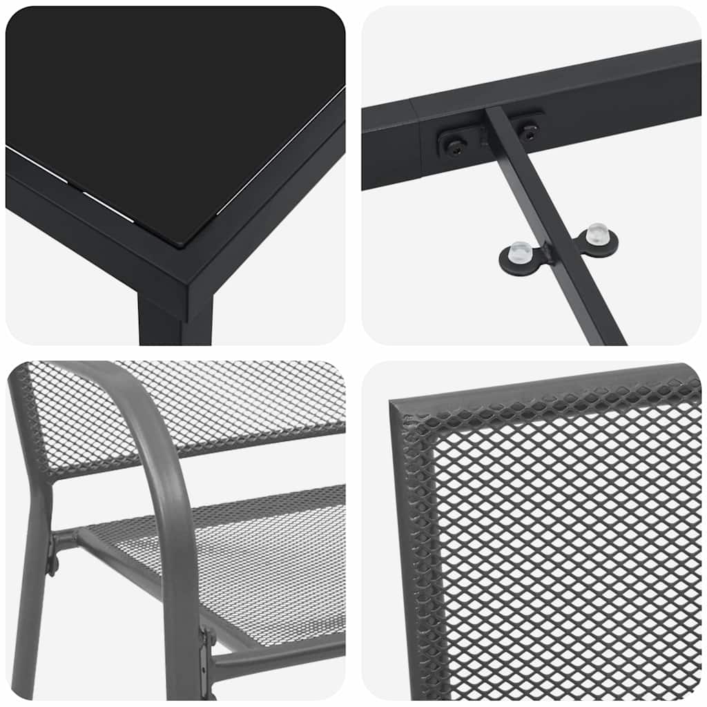 Garden Dining Set 3 pcs Anthracite Steel