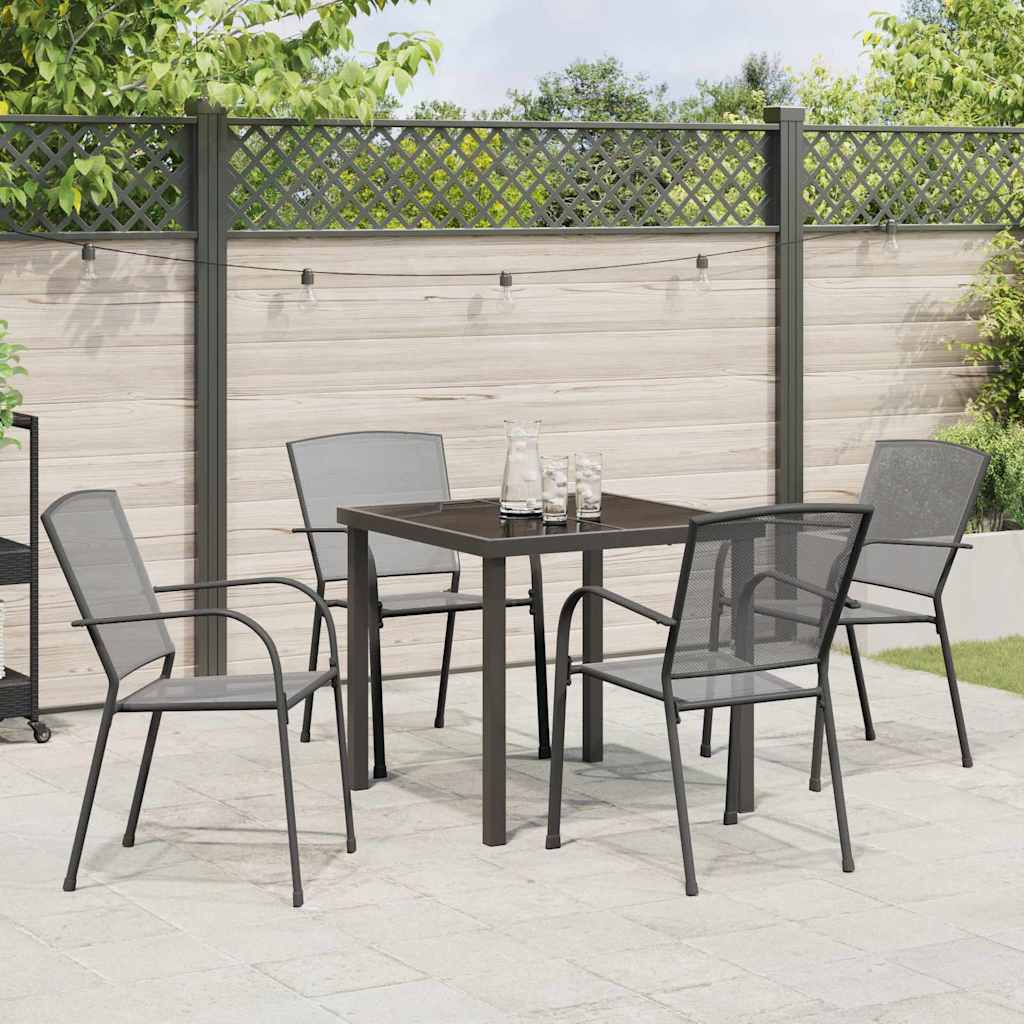 Garden Dining Set 5 pcs Anthracite Steel