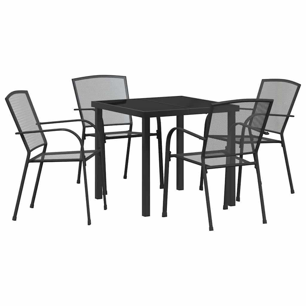 Garden Dining Set 5 pcs Anthracite Steel