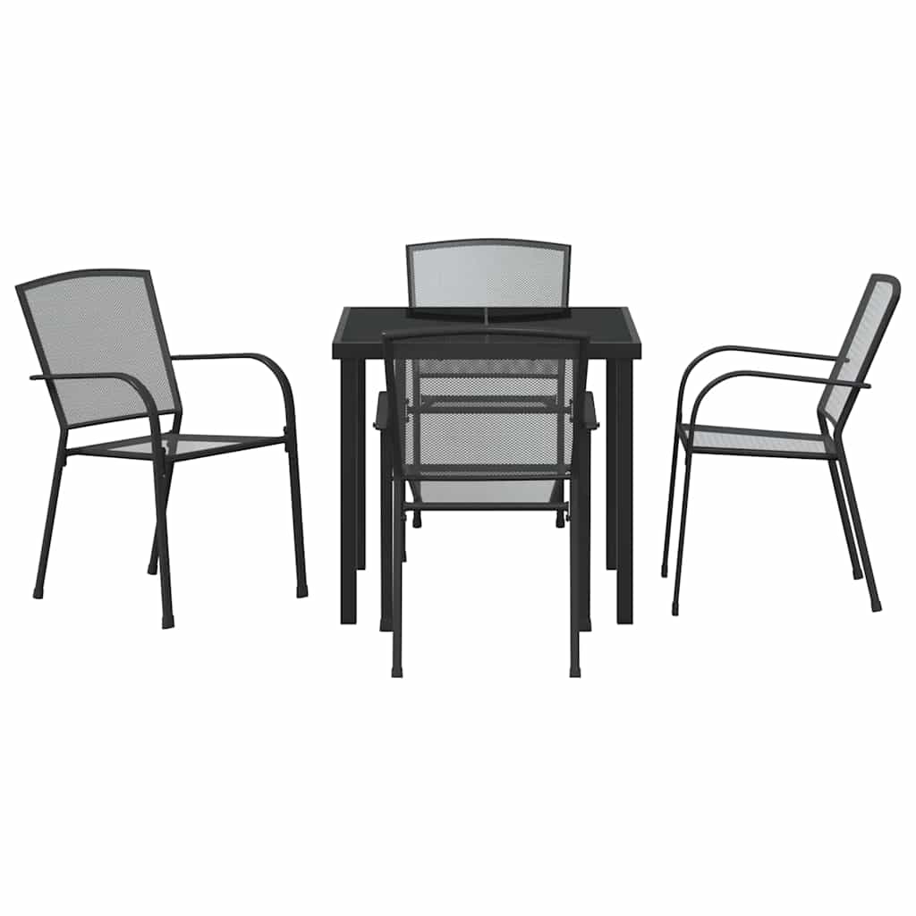 Garden Dining Set 5 pcs Anthracite Steel