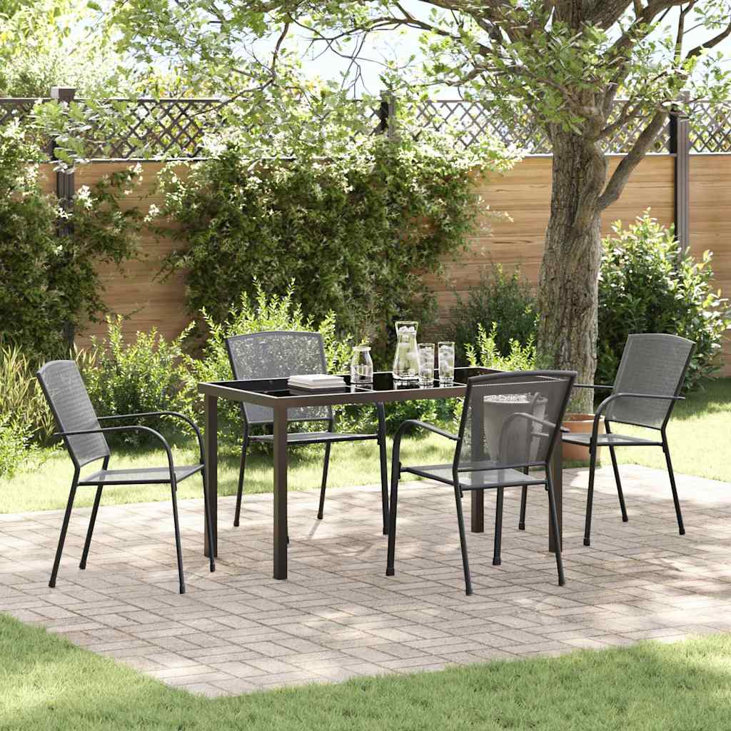 Garden Dining Set 5 pcs Anthracite Steel
