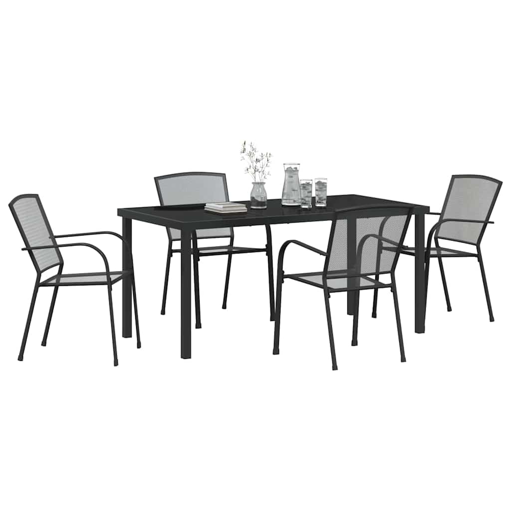 Garden Dining Set 5 pcs Anthracite Steel