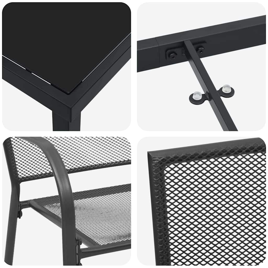 Garden Dining Set 7 pcs Anthracite Steel