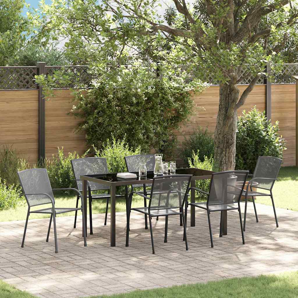 Garden Dining Set 7 pcs Anthracite Steel