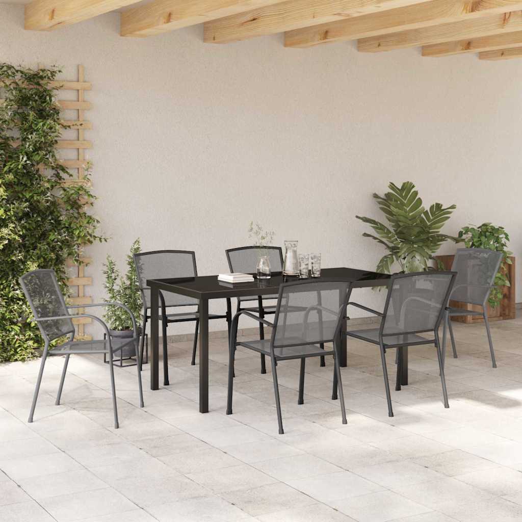 Garden Dining Set 7 pcs Anthracite Steel