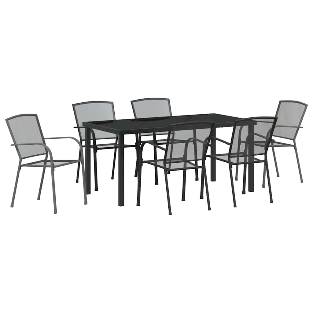 Garden Dining Set 7 pcs Anthracite Steel