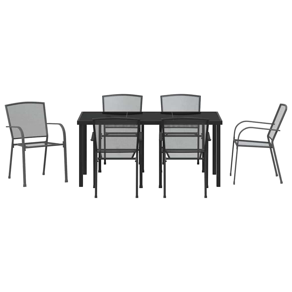 Garden Dining Set 7 pcs Anthracite Steel
