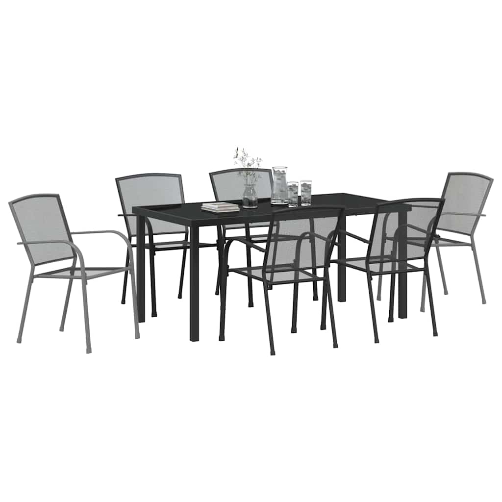 Garden Dining Set 7 pcs Anthracite Steel