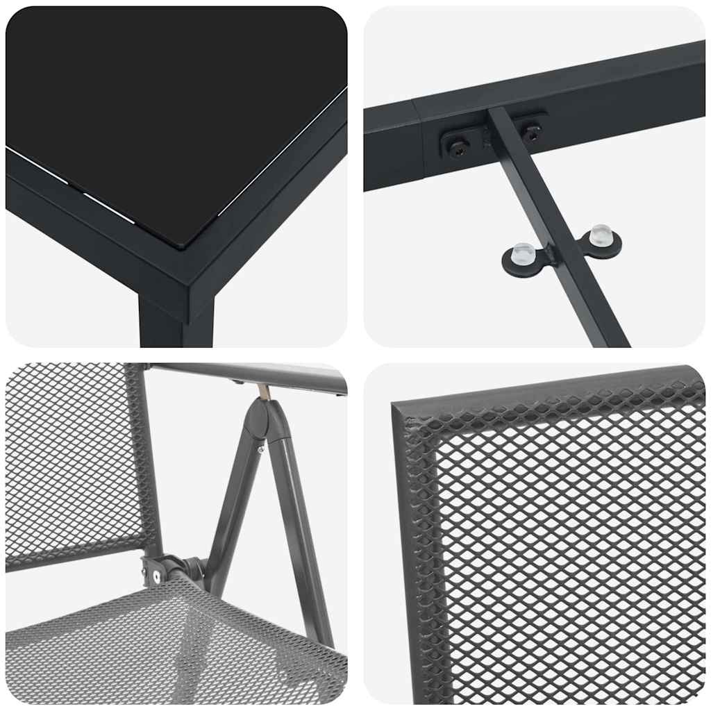 Garden Dining Set Folding 3 pcs Anthracite Steel