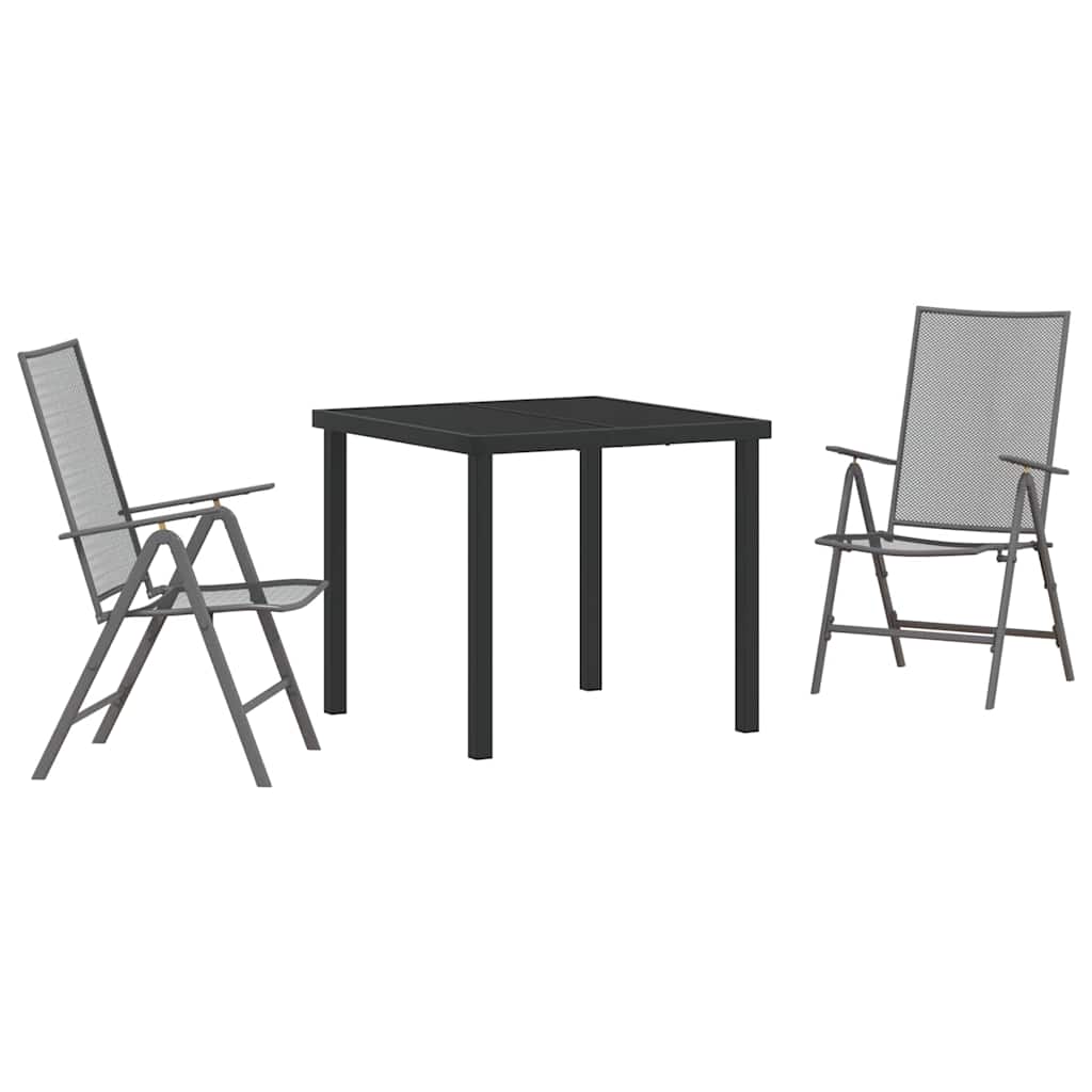 Garden Dining Set Folding 3 pcs Anthracite Steel