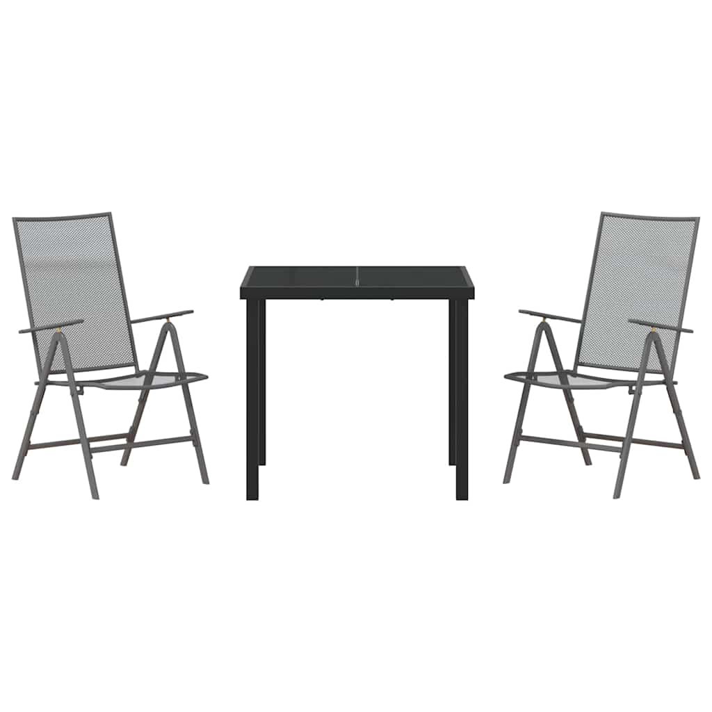 Garden Dining Set Folding 3 pcs Anthracite Steel