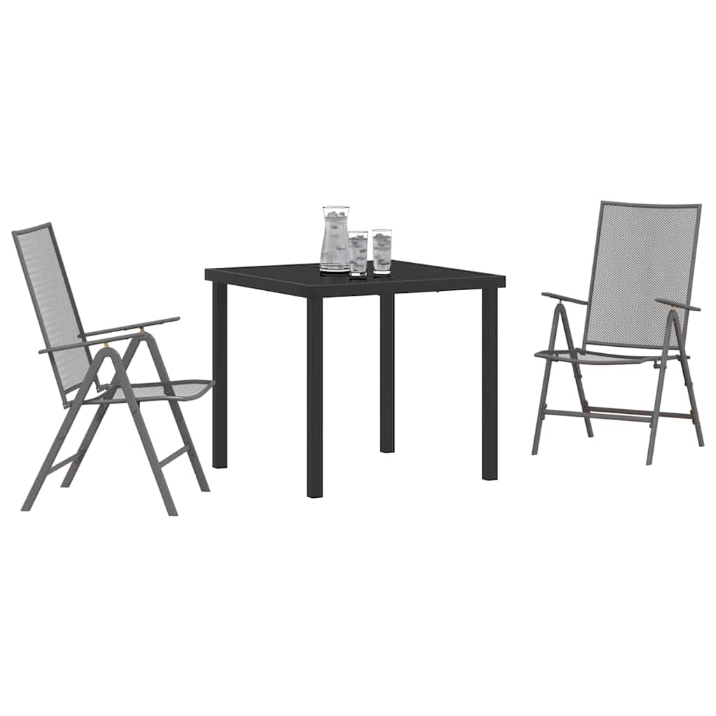 Garden Dining Set Folding 3 pcs Anthracite Steel