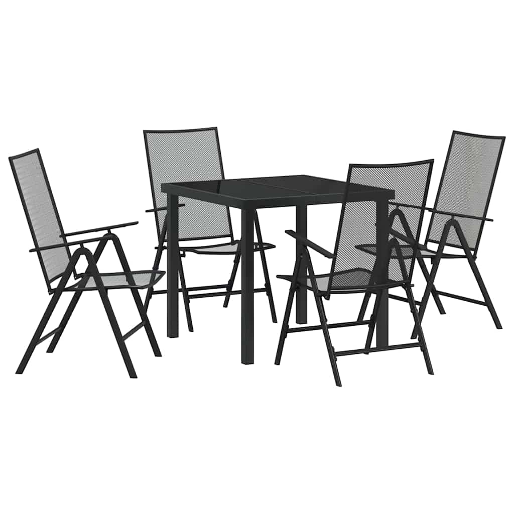 Garden Dining Set Folding 5 pcs Anthracite Steel