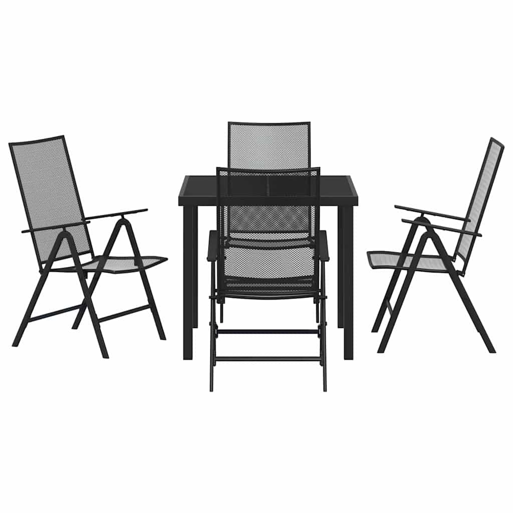 Garden Dining Set Folding 5 pcs Anthracite Steel