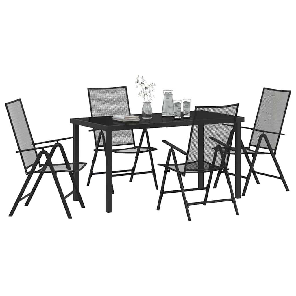 Garden Dining Set Folding 5 pcs Anthracite Steel