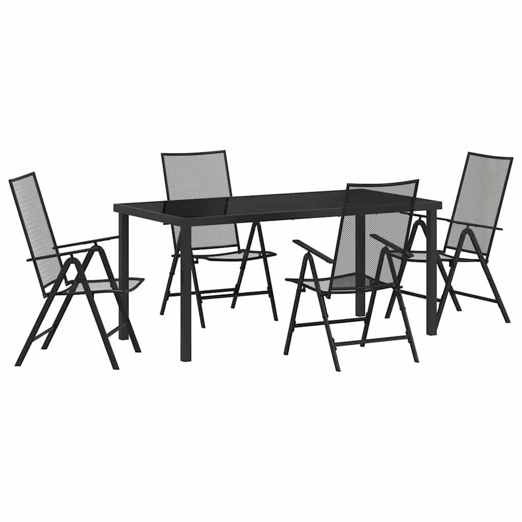 Garden Dining Set Folding 5 pcs Anthracite Steel