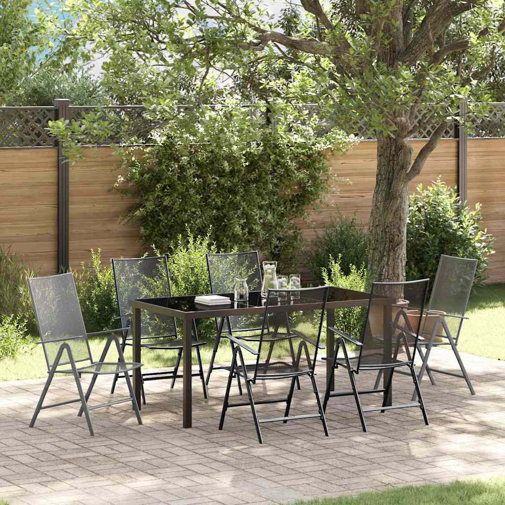 Garden Dining Set Folding 7 pcs Anthracite Steel