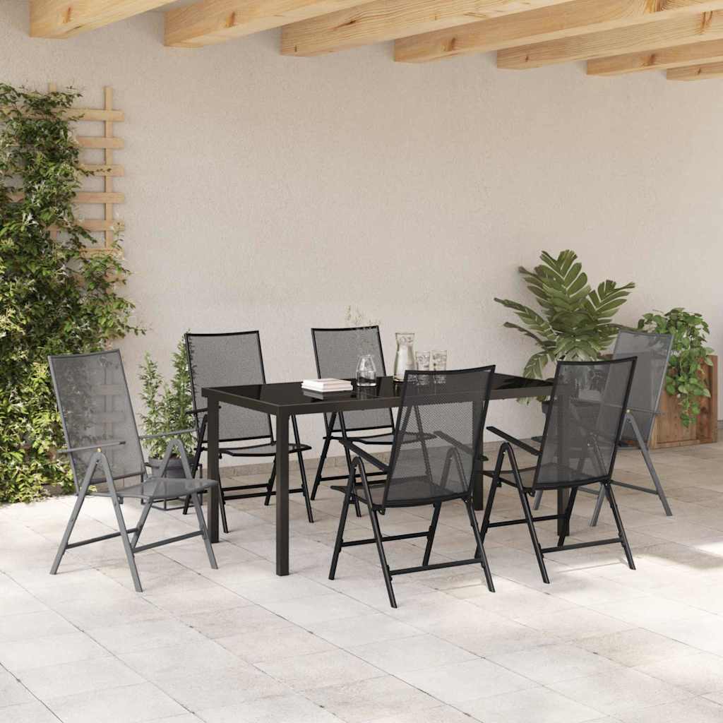 Garden Dining Set Folding 7 pcs Anthracite Steel