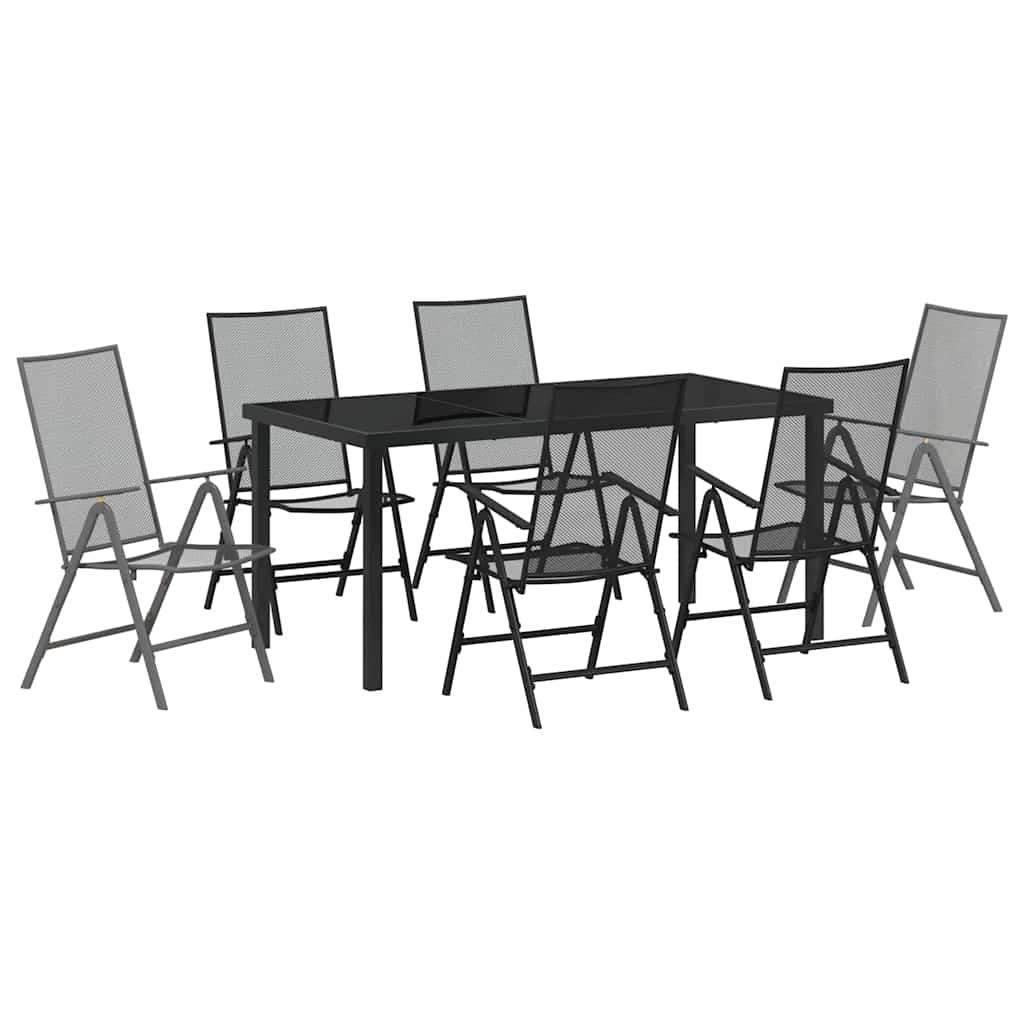 Garden Dining Set Folding 7 pcs Anthracite Steel