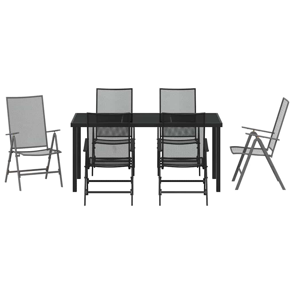 Garden Dining Set Folding 7 pcs Anthracite Steel