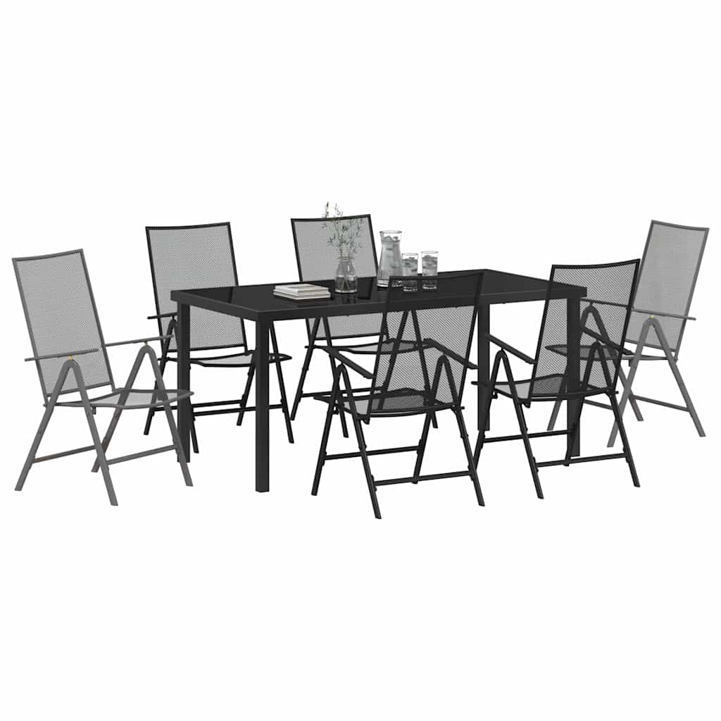 Garden Dining Set Folding 7 pcs Anthracite Steel