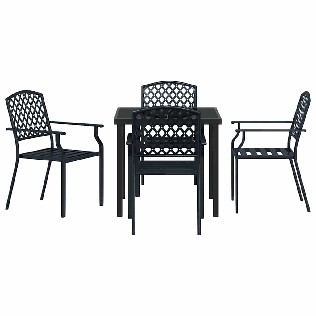 Garden Dining Set 5 pcs Anthracite Steel