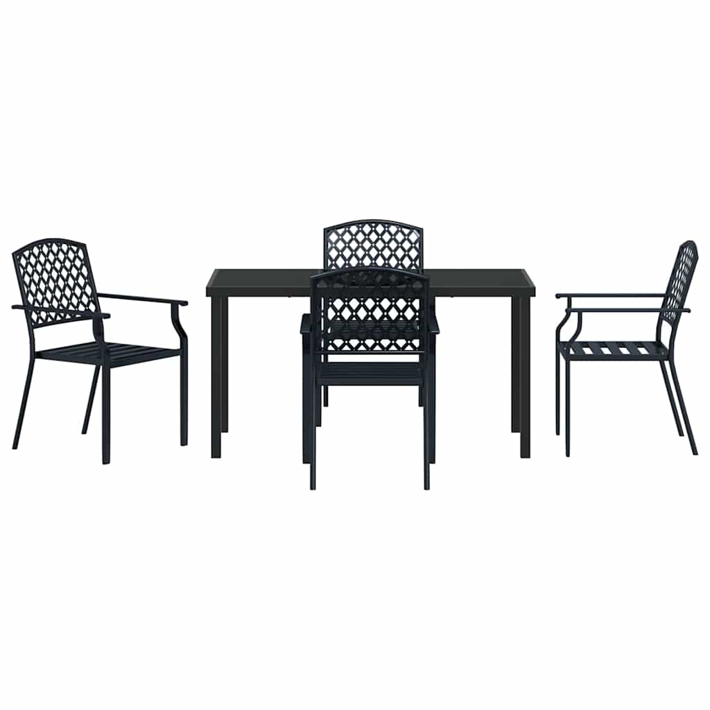 Garden Dining Set 5 pcs Anthracite Steel