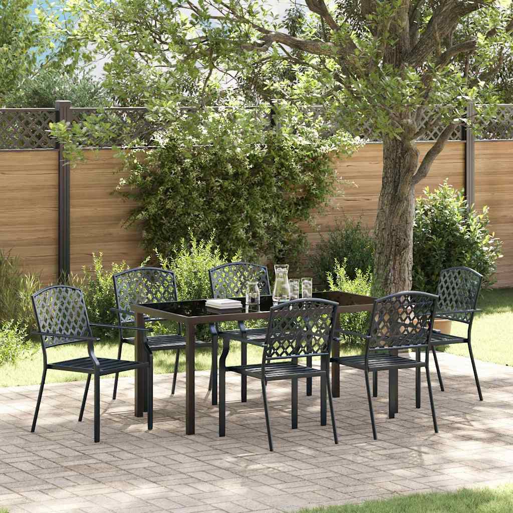 Garden Dining Set 7 pcs Anthracite Steel