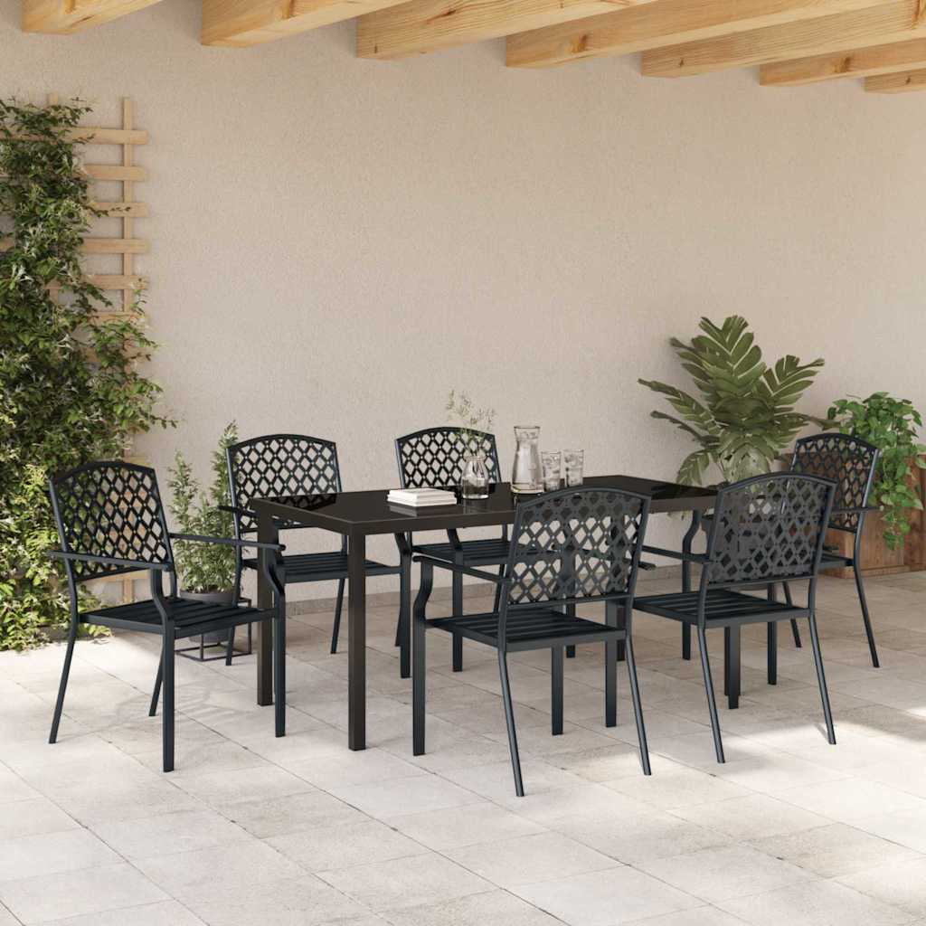 Garden Dining Set 7 pcs Anthracite Steel
