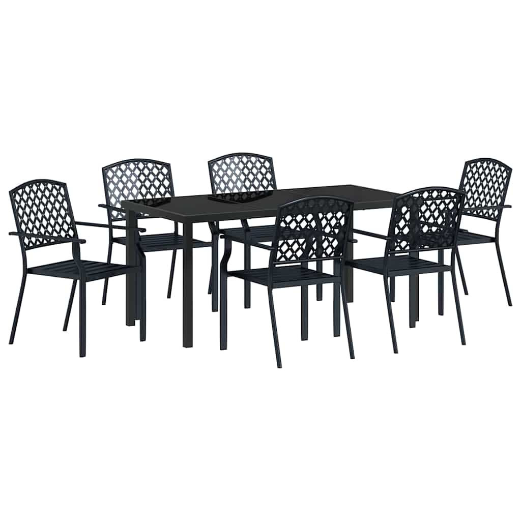 Garden Dining Set 7 pcs Anthracite Steel