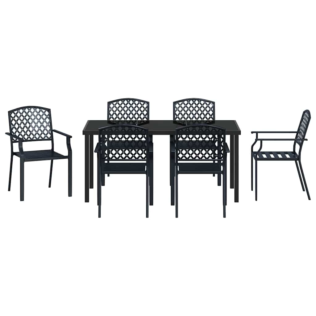 Garden Dining Set 7 pcs Anthracite Steel