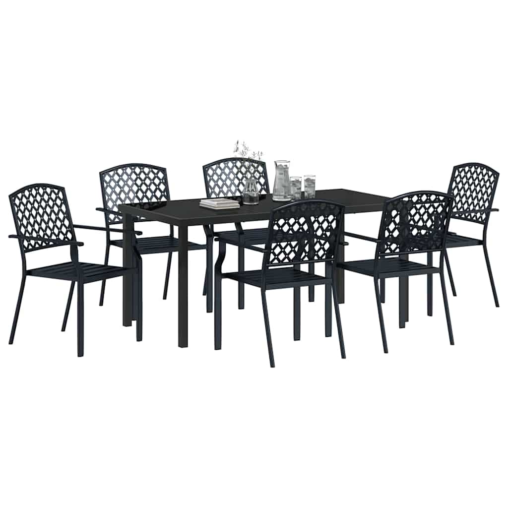 Garden Dining Set 7 pcs Anthracite Steel