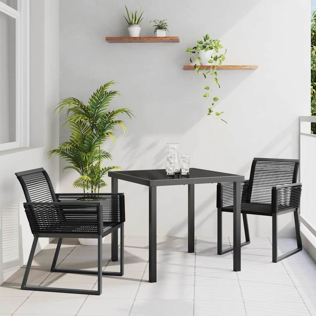 Garden Dining Set 3 pcs Black Poly rattan