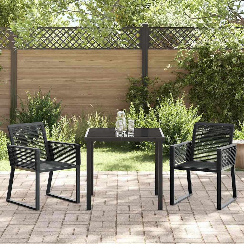 Garden Dining Set 3 pcs Black Poly rattan