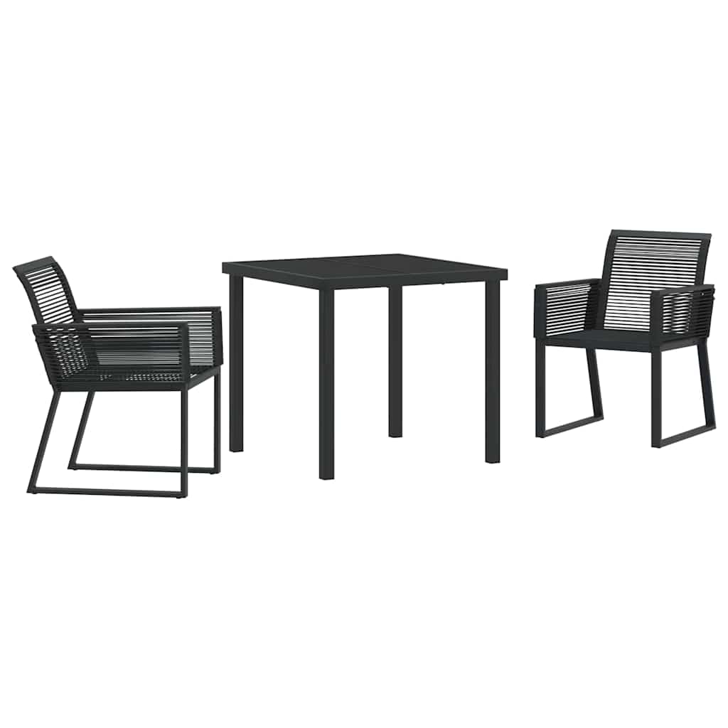 Garden Dining Set 3 pcs Black Poly rattan