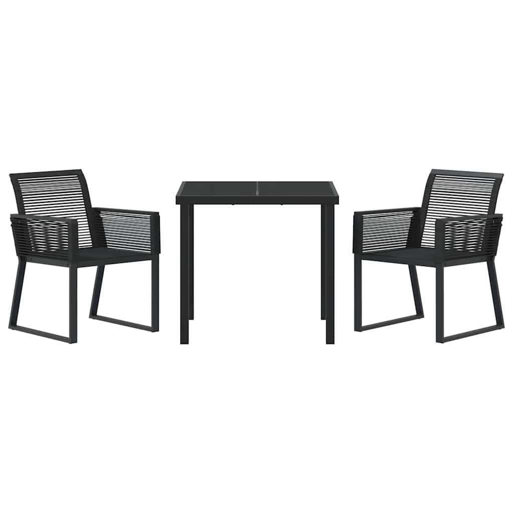 Garden Dining Set 3 pcs Black Poly rattan