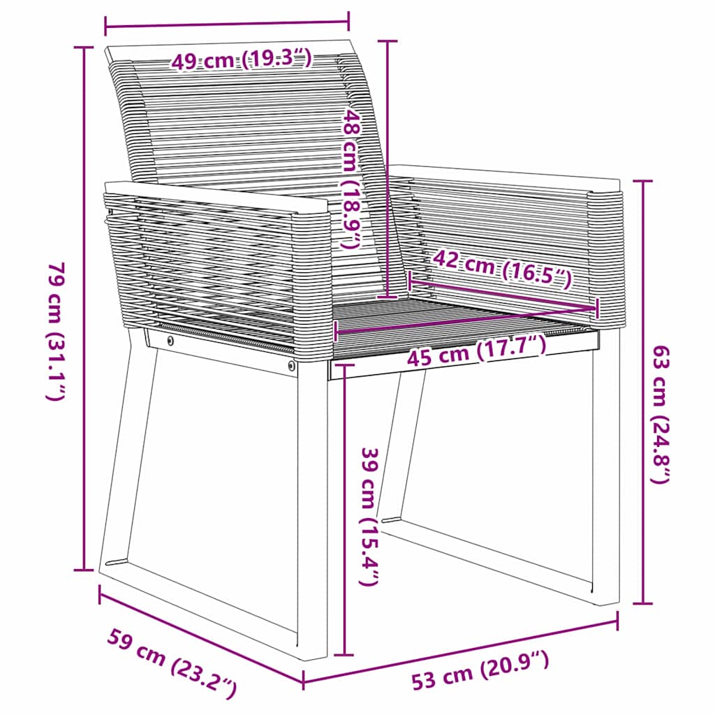 Garden Dining Set 3 pcs Black Poly rattan