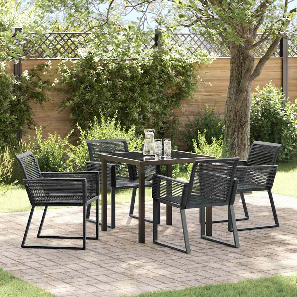 Garden Dining Set 5 pcs Black Poly rattan
