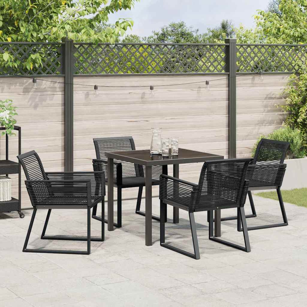 Garden Dining Set 5 pcs Black Poly rattan