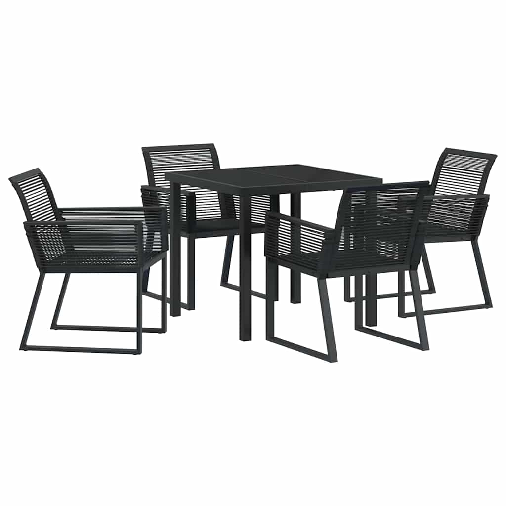 Garden Dining Set 5 pcs Black Poly rattan