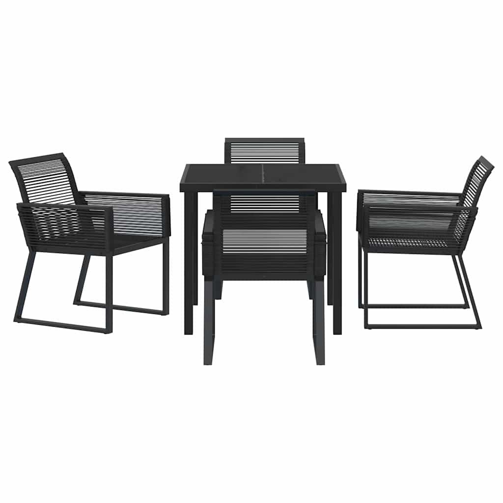 Garden Dining Set 5 pcs Black Poly rattan