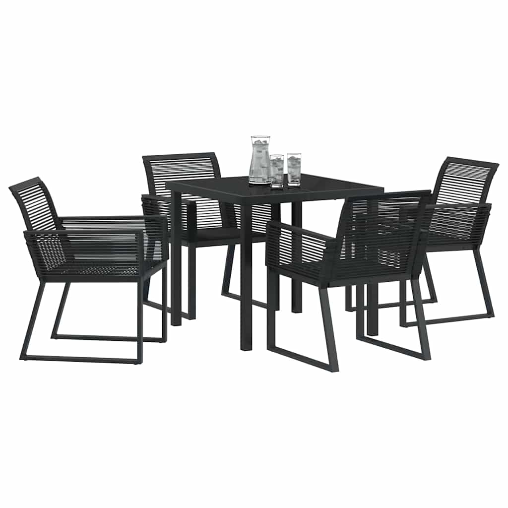 Garden Dining Set 5 pcs Black Poly rattan