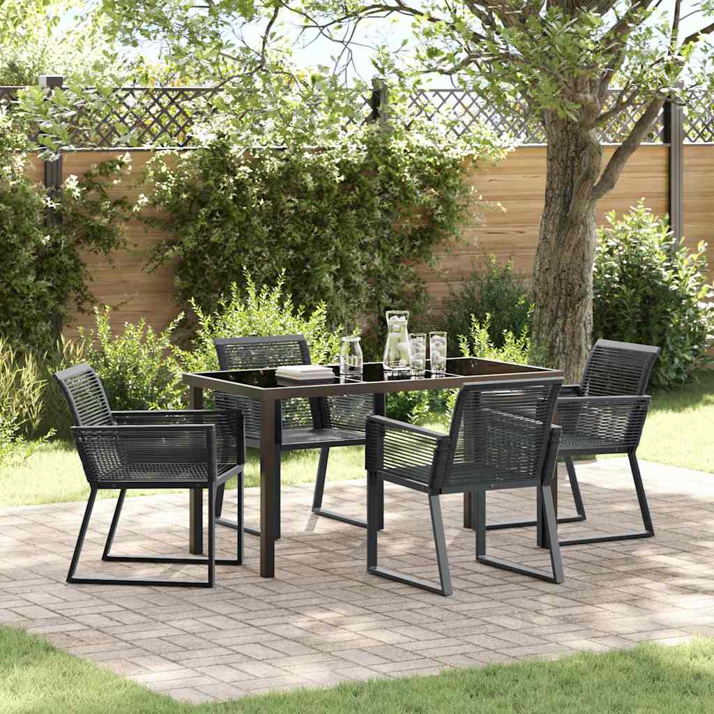 Garden Dining Set 5 pcs Black Poly rattan