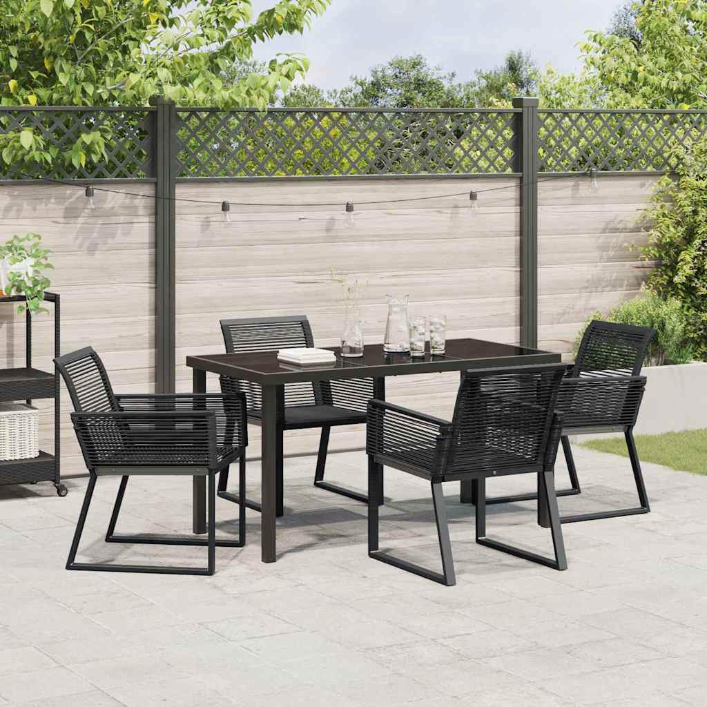 Garden Dining Set 5 pcs Black Poly rattan