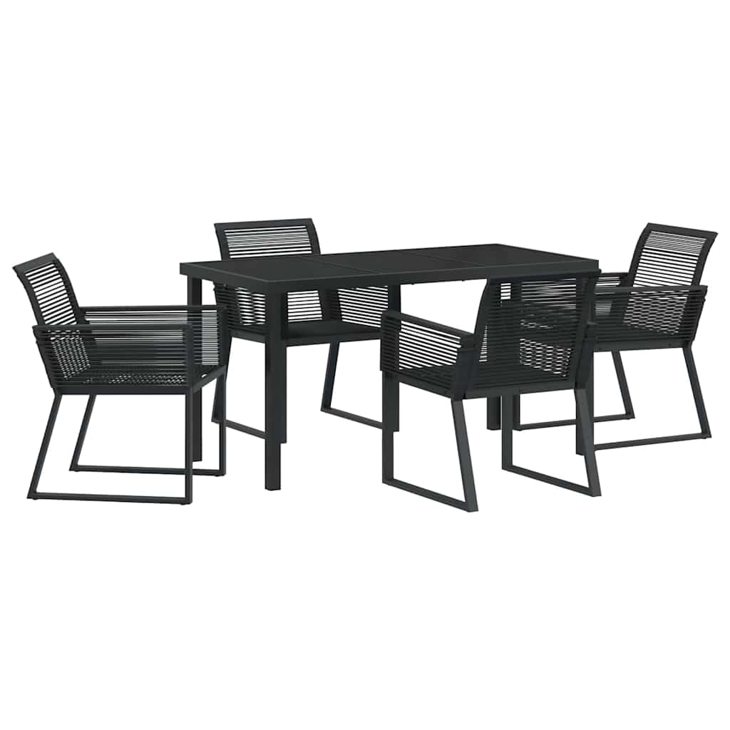 Garden Dining Set 5 pcs Black Poly rattan