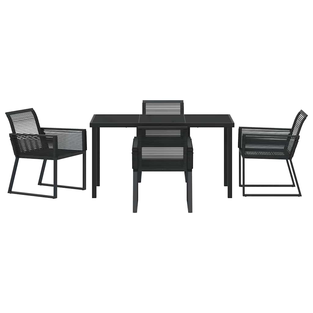 Garden Dining Set 5 pcs Black Poly rattan