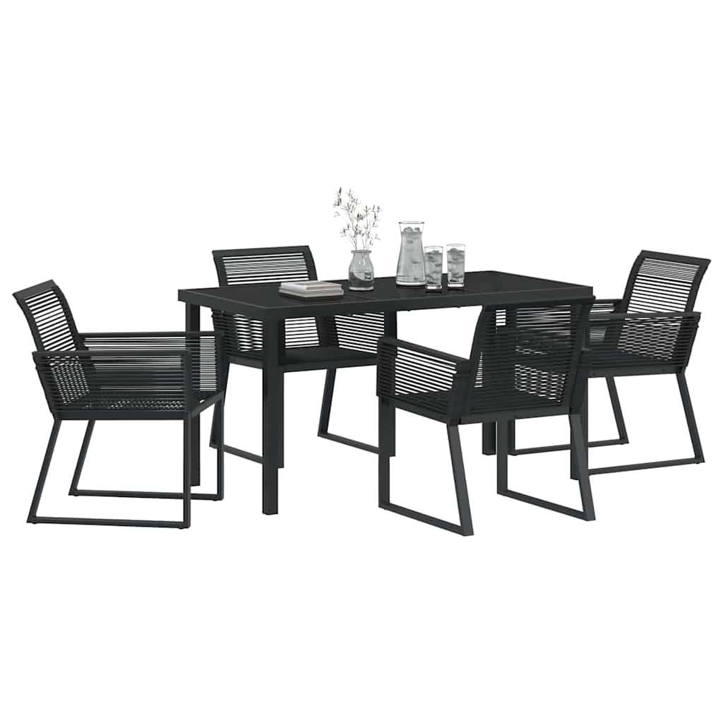 Garden Dining Set 5 pcs Black Poly rattan