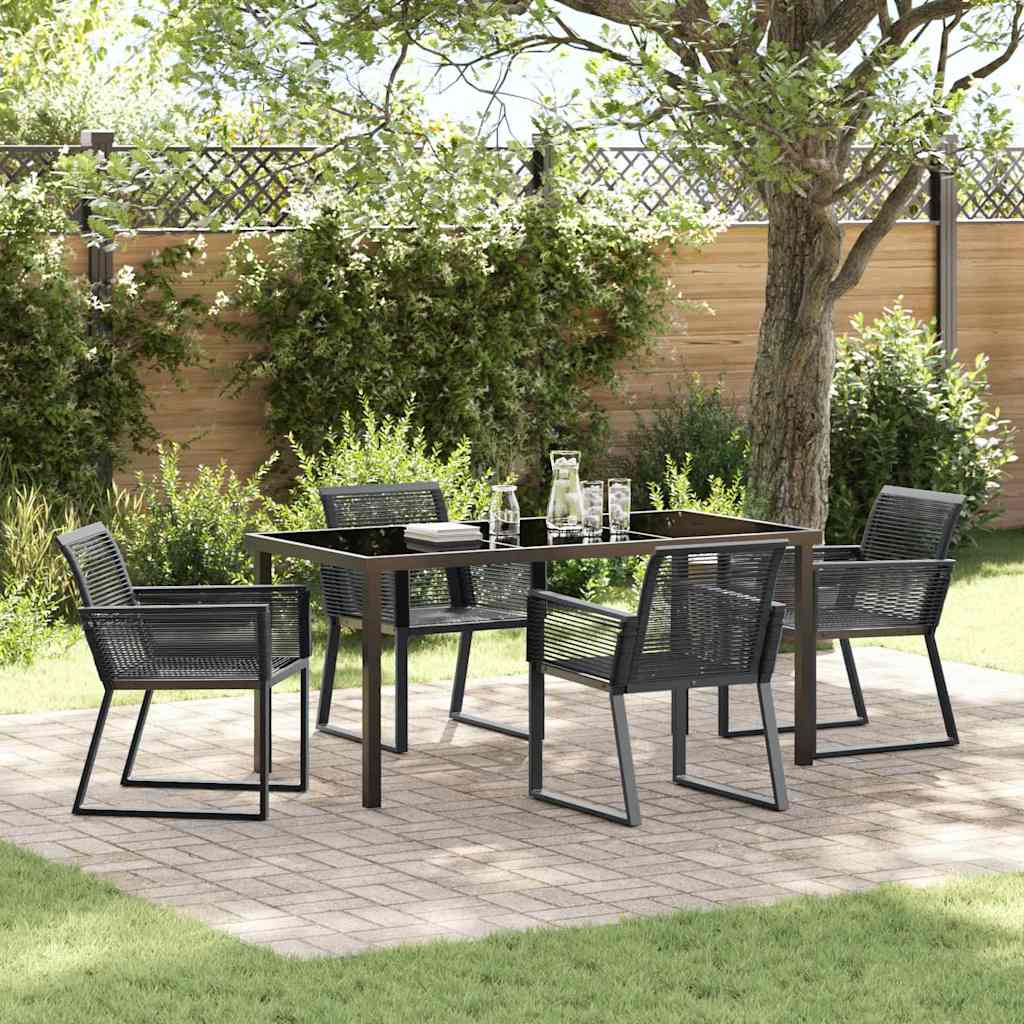 Garden Dining Set 5 pcs Black Poly rattan