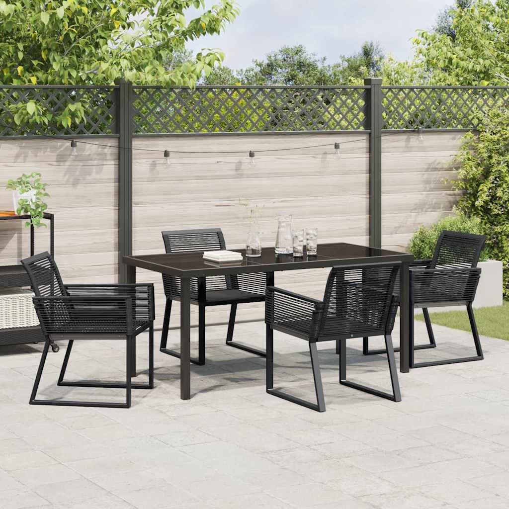 Garden Dining Set 5 pcs Black Poly rattan