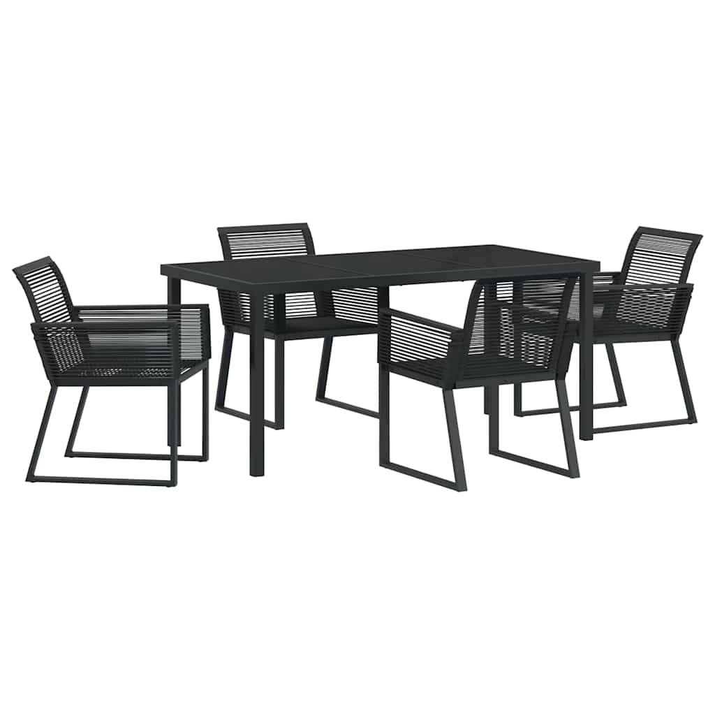 Garden Dining Set 5 pcs Black Poly rattan
